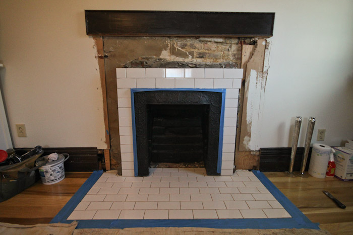 Home Renovation Tiling Fireplaces, Subway Tile Fireplace Hearth