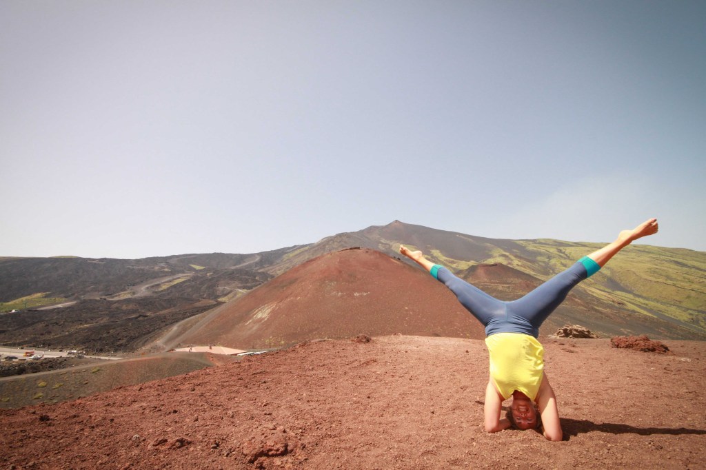 handstand at Mount Etna
