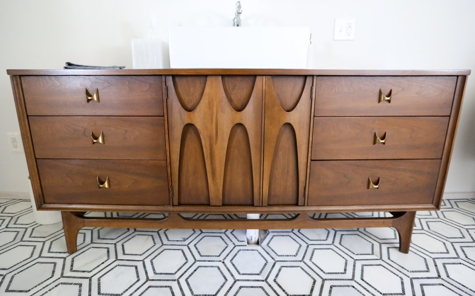 Adapting a Piece of Broyhill MCM Furniture to a Vanity
