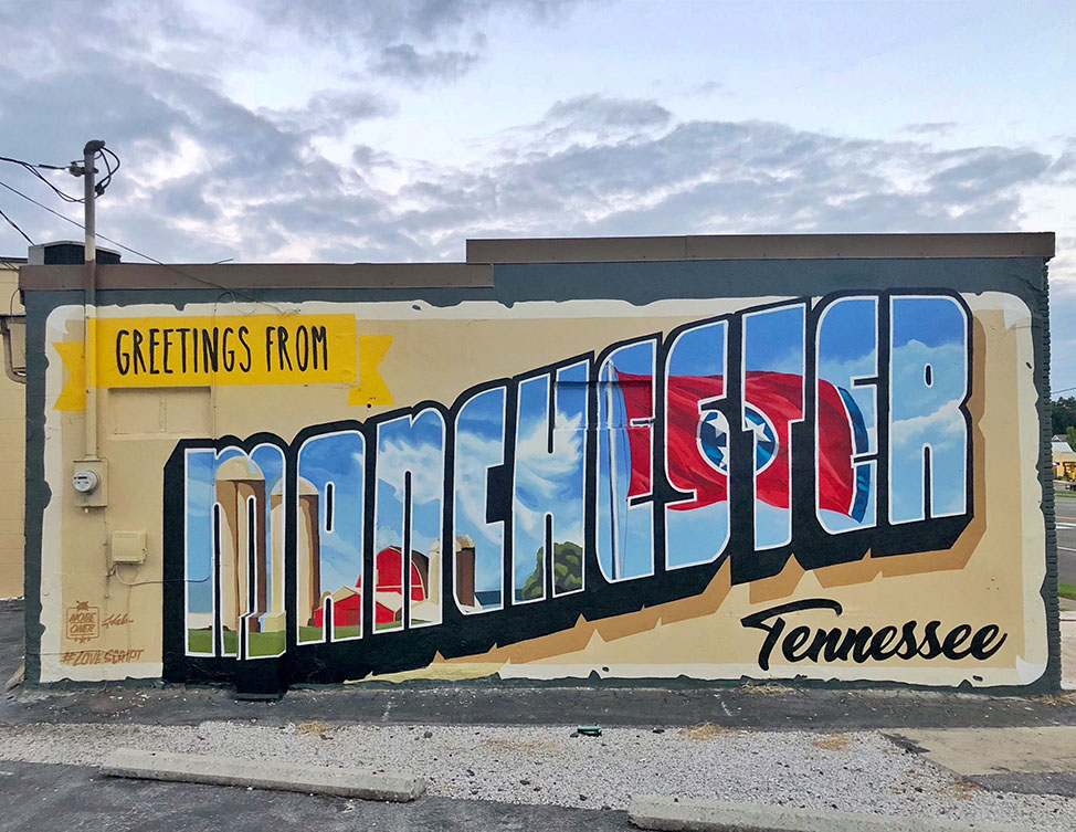Manchester Postcard Mural in Tennessee