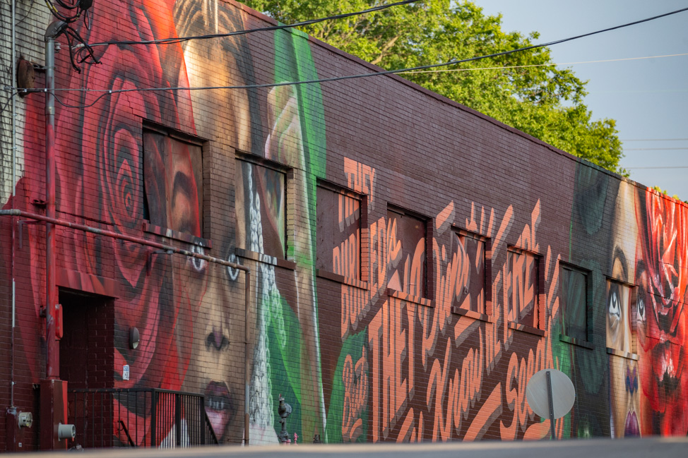 Black Lives Matter mural in Nashville by Sarah Painter and Cymone Wilder