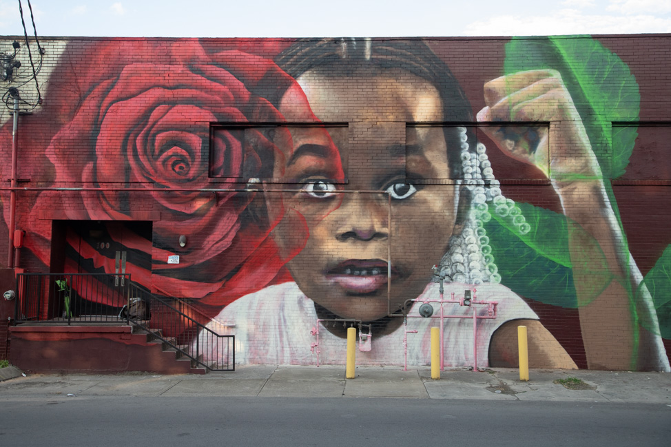 Black Lives Matter mural in Nashville by Sarah Painter and Cymone Wilder