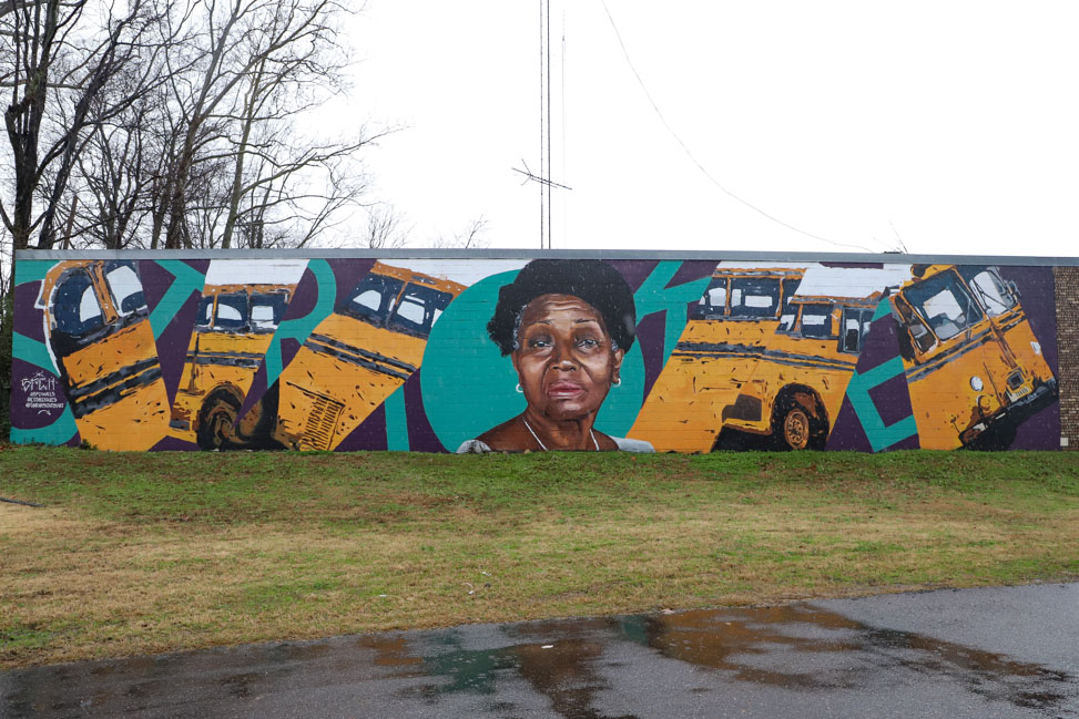 Rosa Parks mural in Memphis by Sarah Painter and Cosby Hayes