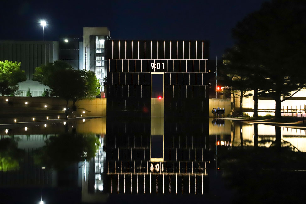 Oklahoma City National Memorial at night
