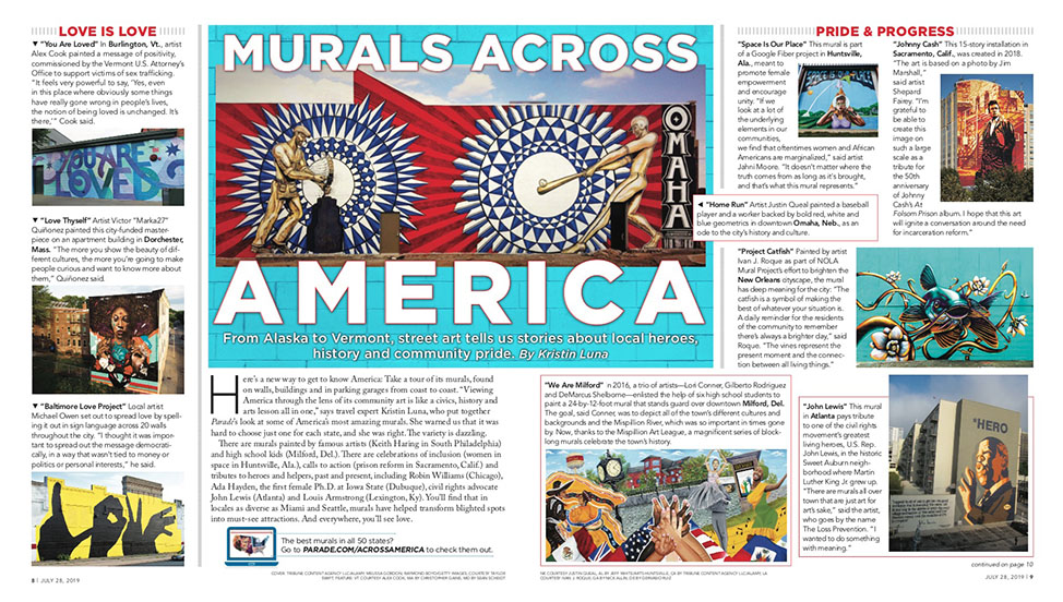Murals feature in Parade magazine