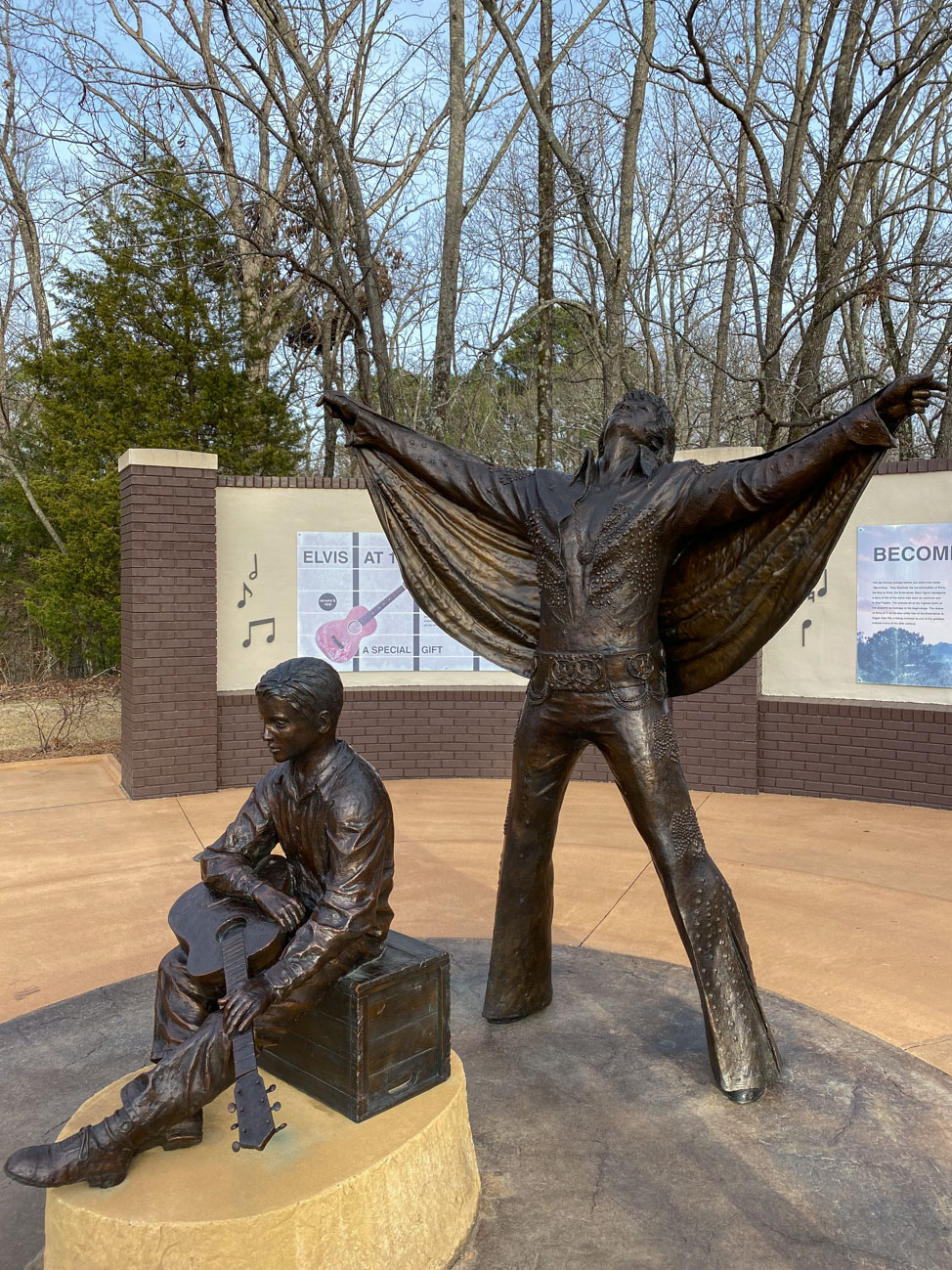 Becoming statue of Elvis in Tupelo, Mississippi