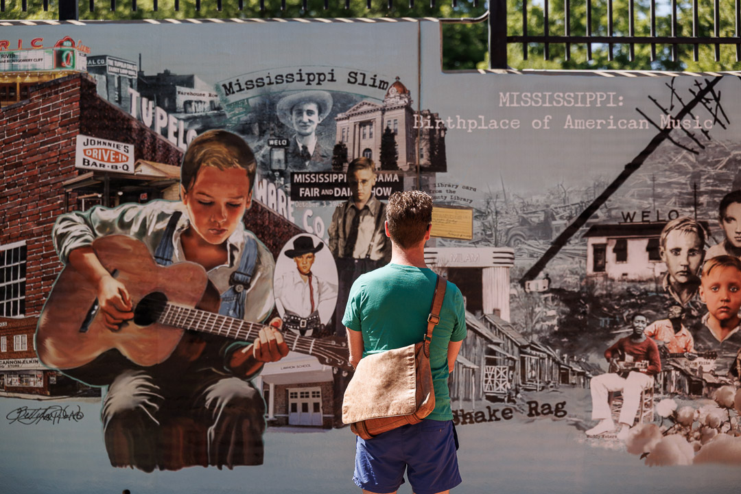 Elvis mural at Elvis Presley Birthplace in Tupelo, MIssissippi