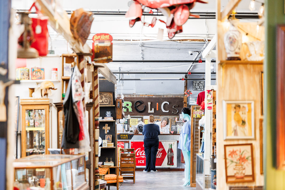 Interior of Relics Antiques Market in Tupelo, Mississippi