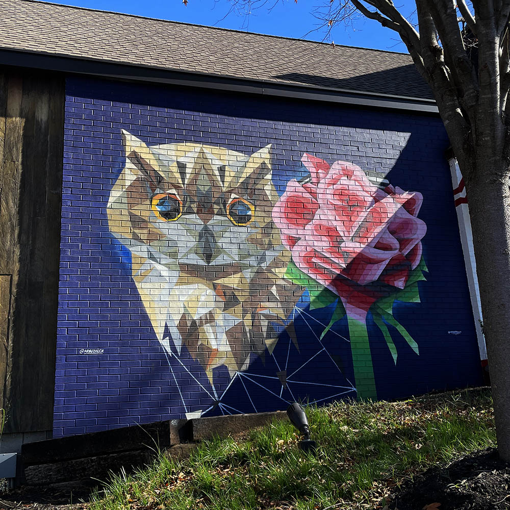 Geometric Owl Mural in Nashville