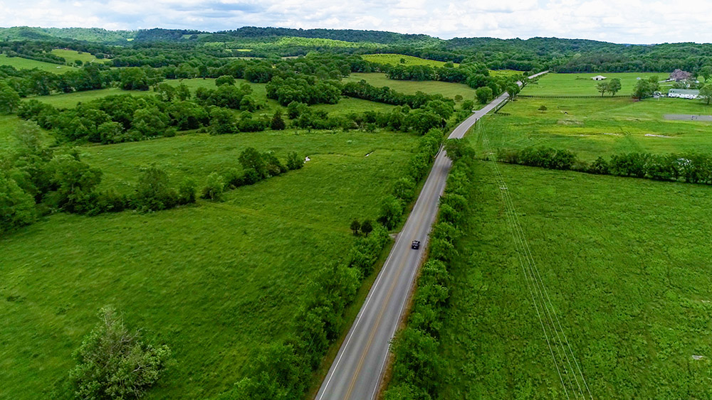 Drone shot of Bedford County, copyright Odinn Media