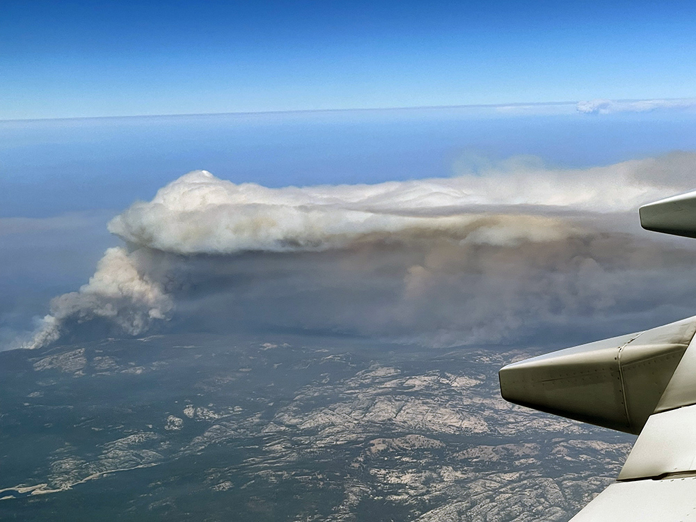 Caldor wildfires in California from above