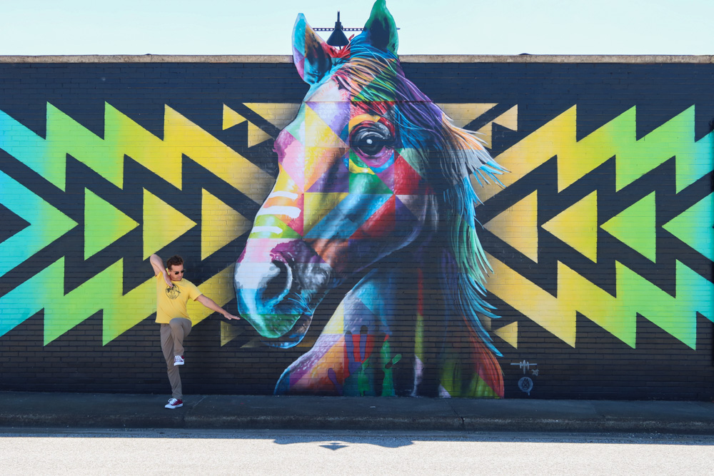 Michael McPheeters mural of Yellow Horse in Decatur, Alabama