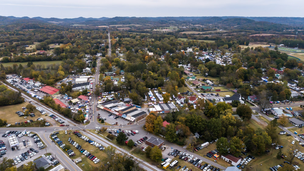 Aerial view of Webb Craft Show in Bell Buckle | copyright Odinn Media