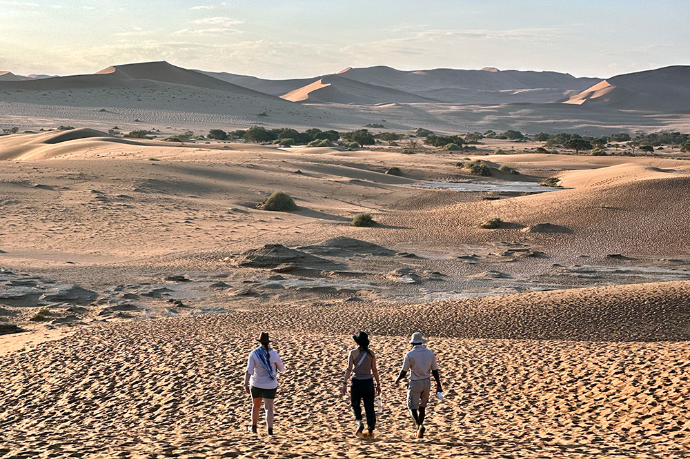 Hiking in the Namibian desert