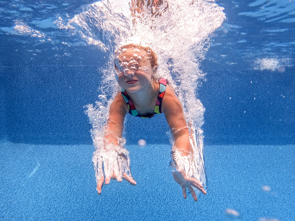 GoPro swimming pool photos with kids