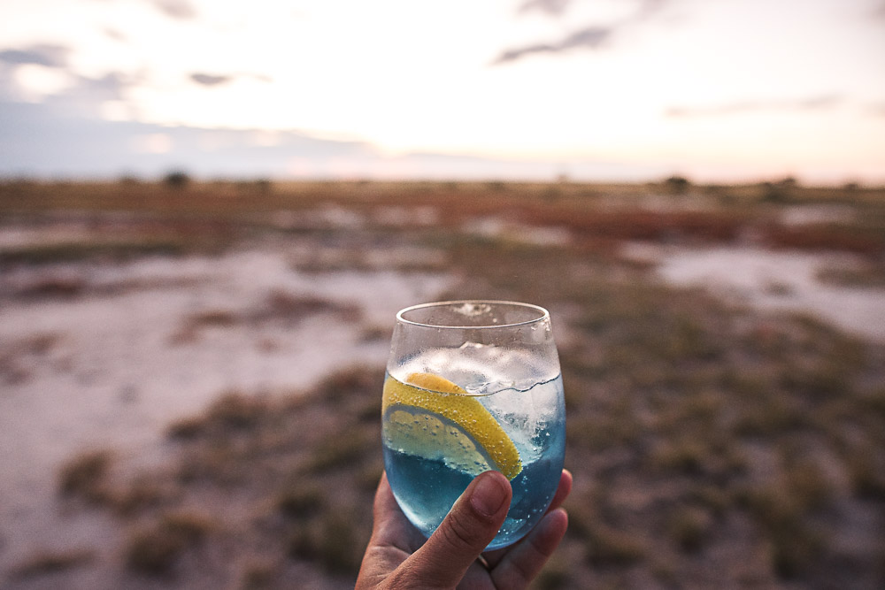 Sundowner in Namibia at Camp Kala