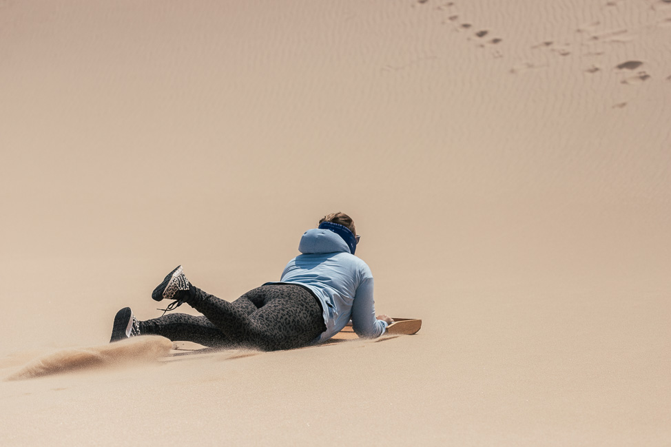 Sandboarding in Namibia at the Skeleton Coast