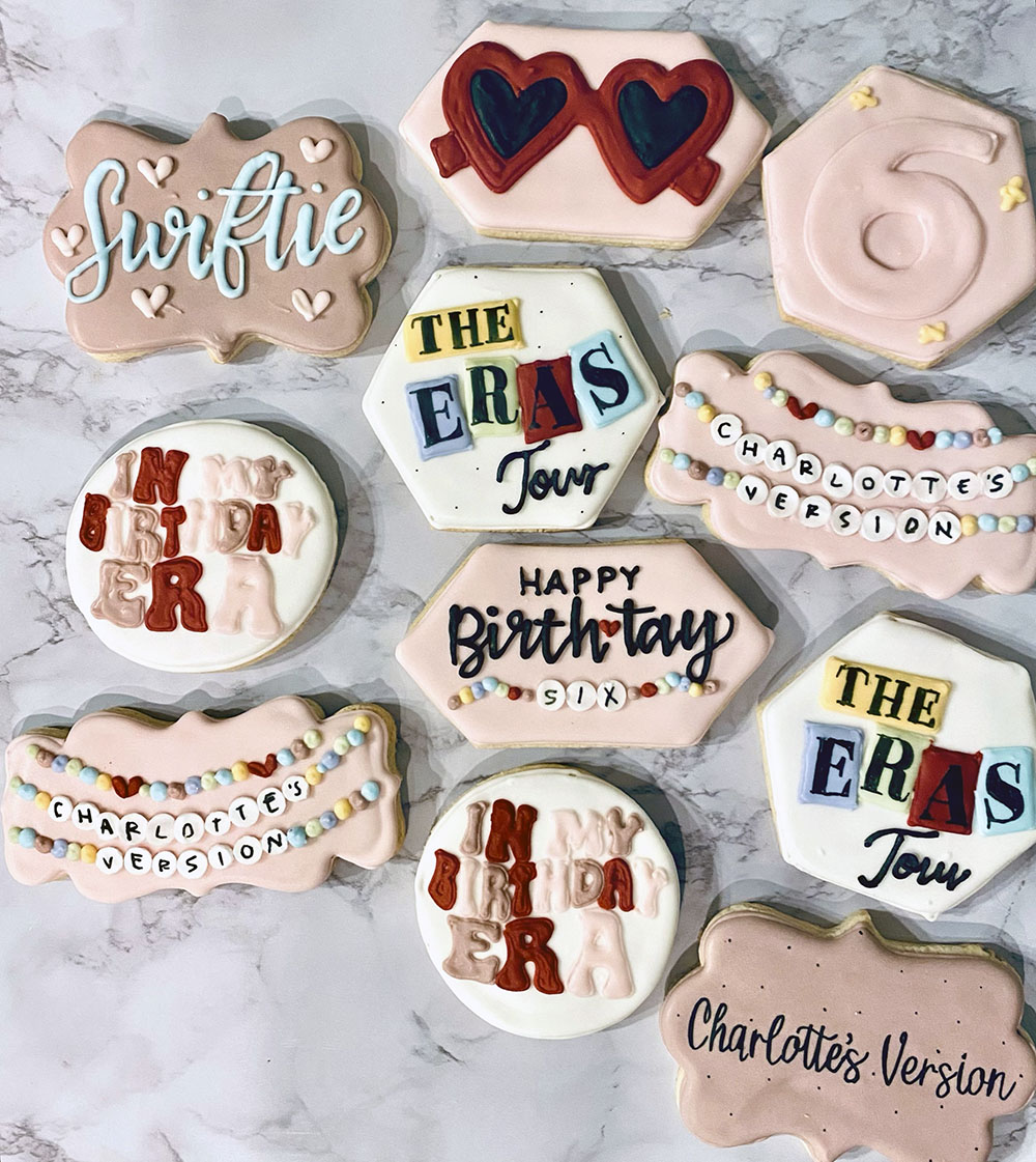 Taylor Swift themed cookies for an Eras birthday party