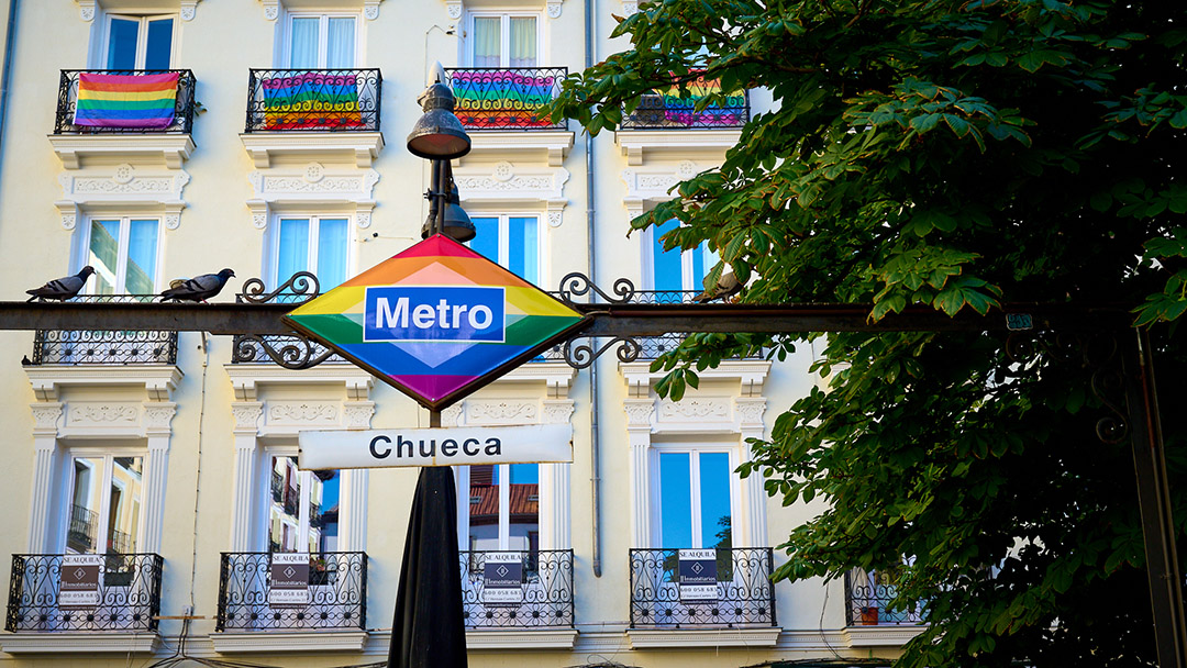 Close-up of a traditional ceramic street sign in Madrid's historic old town.